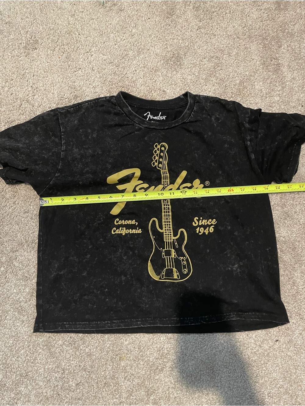 Fender Guitar Corona California Crop Graphic T-Shirt Size XL Black Distressed - Picture 4 of 5